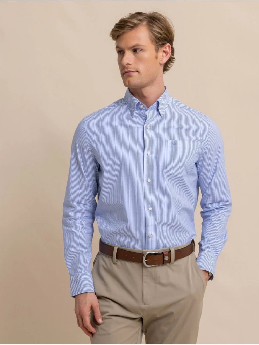 Southern Tide Charleston Granby Stripe Embroidered Sport Shirt Men’s M